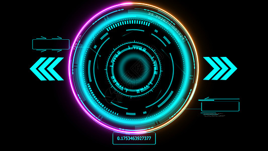 未来科技数字全息元素激光发光效果箭头粉色橙色激光两个标注边框与数字蓝色吨图片