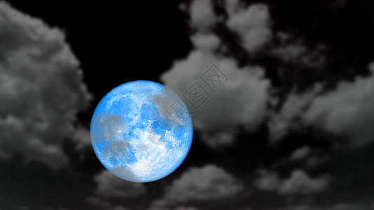 超级冷蓝月亮在夜空上再次升起图片