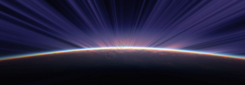 从太空极光3d渲染的日出阳光宇宙行星地球天文学太阳辉光耀斑科学商业图片