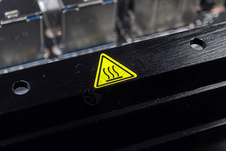黄色热表面标志 指定热散热器家庭金属风险注意力火炉贴纸散热器保护电路三角形图片