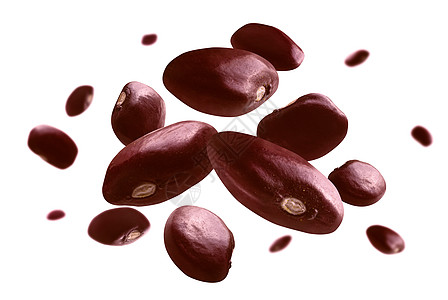 白色背景的红豆悬浮粮食蔬菜饮食植物宏观豆类烹饪航班农业营养图片