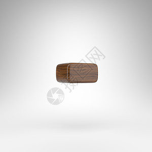 白色背景上的减号 具有棕色木质纹理的深色橡木 3D 标志图片