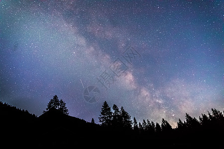 暗夜的银河系 明亮的乳色 树木的光影出口天文望远镜恒星天文学气氛夜空星系森林星星图片