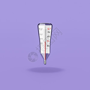 紫色背景上的临床温度计背景图片