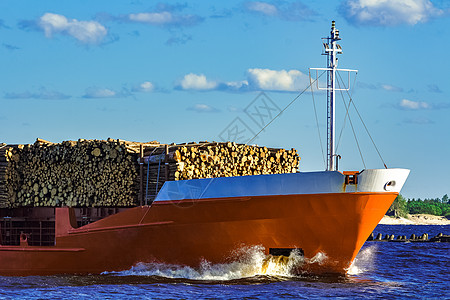 橙色散散散货船商业航海木头载体环境黄色运输货物进口货运图片