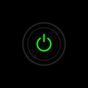 式电源按钮On Off 按钮包含在黑色背景中的绿色图标中图片