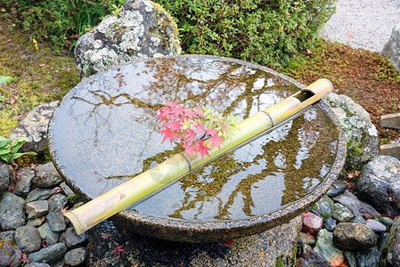 日本京都放松平衡与和谐灵性或健康的日本禅宗花园岩石花朵盆栽枫叶冥想艺术圆圈园艺竹子花园图片