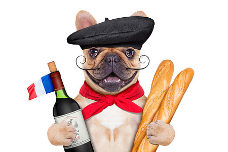 面包海报法国葡萄酒狗面包拳击手横幅贝雷帽标语酒厂饮料海报乐趣瓶子背景