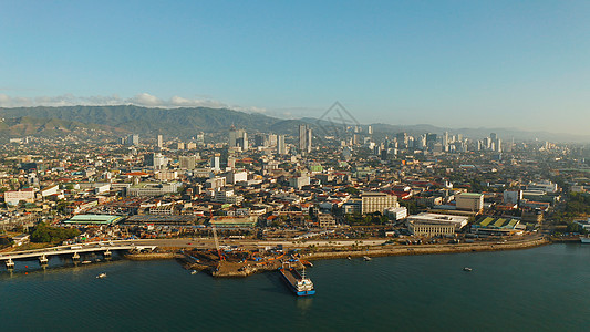 菲律宾现代宿务市有摩天大楼和建筑物 校对 Soup建筑货船旅行天线景观全景建筑学天际海洋城市图片