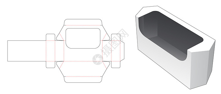 长六角文具盒模切模板零售贮存卡片枕头木板产品糖果插图模切纸板图片