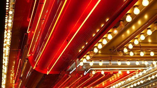 旧的 fasioned 电灯在夜间闪烁和发光 在美国拉斯维加斯闪闪发光的复古赌场装饰的抽象特写 弗里蒙特街上闪闪发光的复古风格灯图片