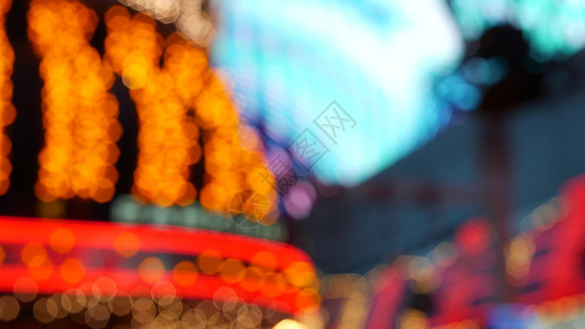 位于美国拉斯维加斯的模糊的复古赌场装饰展露式摘要结束 Freemont街上闪烁着发光的古董时装灯泡 在弗朗蒙特街玻璃霓虹灯夜生活图片