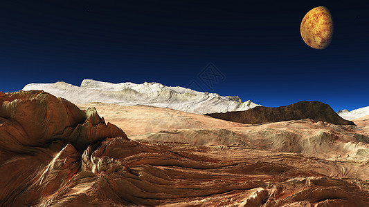太空中的地表行星3d岩石海王星飞船渲染地球世界灰尘天文地平线图片