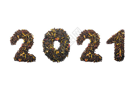 2021年茶叶的白背景顶视图图片