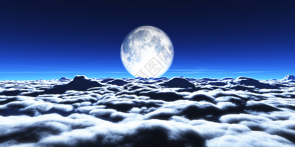 满月云上方插图天堂环境满月飞机气氛3d动画星星天空航班图片