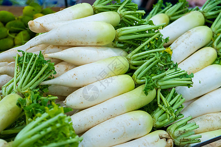 杂货店蔬菜部的萝卜计数器收成食物营养市场大蒜冰柱农场生态长羽团体图片