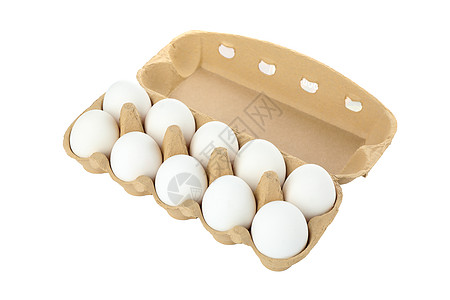 很少几个原鸡蛋在白色背景的纸箱中动物农场烹饪食物纸板运输养老金早餐母鸡蛋白图片