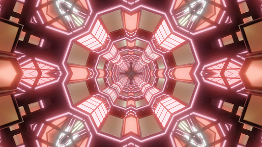 橙色几何水晶隧道的 3D 插图背景图片