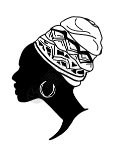 一位头戴传统头巾 头戴戒指的非洲妇女的侧写图片