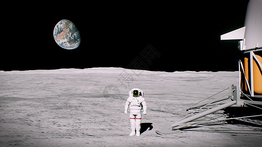 月球宇航员在登陆者敬礼附近图片