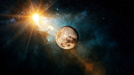 从空间 3D 转换到现实的月亮辉光天文宇宙天文学月球月光蓝色卫星天空望远镜图片