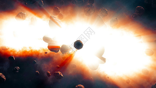 近距离接近深空的小行星 3D转化背景图片