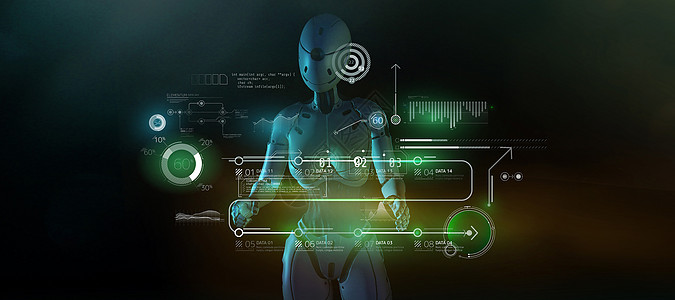 机器人用一组数据工作 3D 生成电脑推介会研究全息投影网络小说程序科幻智力图片
