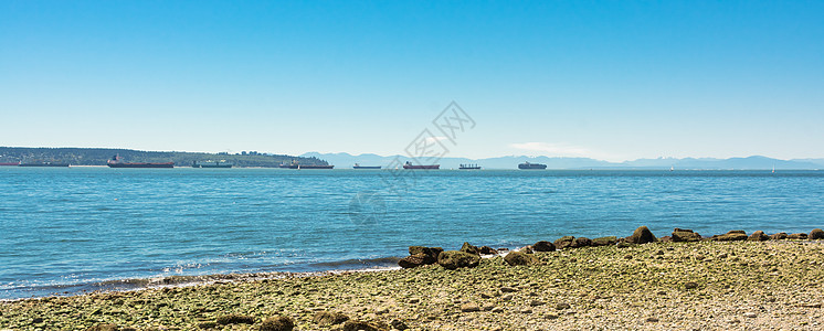 海运船只通过港口 从港口的船舶运输量图片