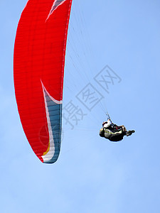 滑翔伞在蓝天空中飞翔伞兵乐趣跳伞员速度天空空气自由重力运动员男人图片