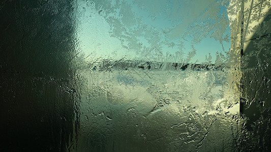 272020 冰屋冰窗的细节冷藏寒冷蓝色水晶玻璃雪花火花结晶磨砂气候图片