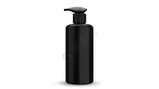 喷雾瓶样机泵型黑色用于插入医疗护肤化妆化妆品 3D 渲染的品牌标签瓶子产品头发小样广告除臭剂塑料插图推广洗澡图片