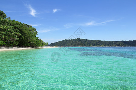 清晰的水礁环礁天蓝色海岸天堂海滩旅行海浪场景热带天空图片