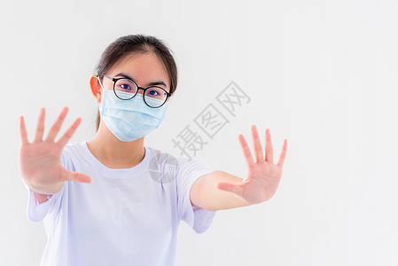 妇女阻止冠状病毒爆发流感眼镜青年预防面具工作室暴发卫生女孩疾病图片