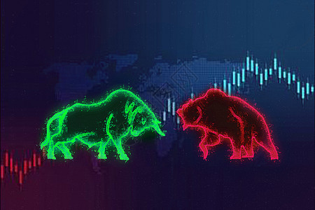 牛市和熊市与未来元素艺术投资货币财富动物绿色交换经营战略形状图片