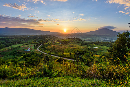 观察点日出场景天际山脉橙子公园旅游季节热带天空风景高清图片