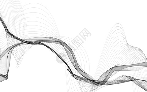 白色背景上带有单色波浪线的抽象背景艺术技术创造力波浪状墙纸数据黑色插图曲线小册子图片