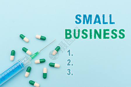 概念说明小企业 互联网概念 一家以规模有限的处方药维生素和矿物质药丸和医疗用品而闻名的个体企业图片