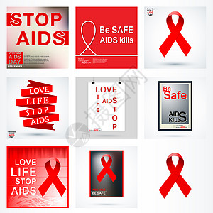 设置艾滋病邮报疾病机构丝带宽容插图海报横幅保健性别标识图片