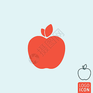 苹果界面苹果图标隔离网络叶子界面标识食物用户艺术季节卡通片插图背景