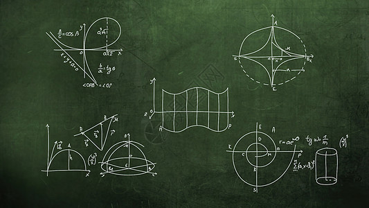 3d 插图特写数学公式和黑板上的元素粉笔知识计算大学木板教学商业粉笔画图表物理图片