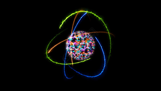 量子未来计算机动画抽象柔和色调光球球和带 ato 的光色芯图片