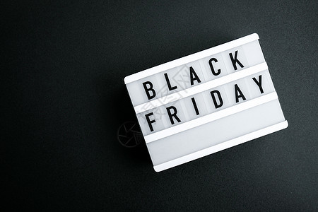 灯盒 有文字 BLACK周五 在黑暗背景 销售购物概念黑色季节零售桌子营销商业交易横幅高架新年图片