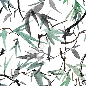 树叶噼啪作响墙纸刷子绘画黑色森林叶子草图墨水艺术中风图片