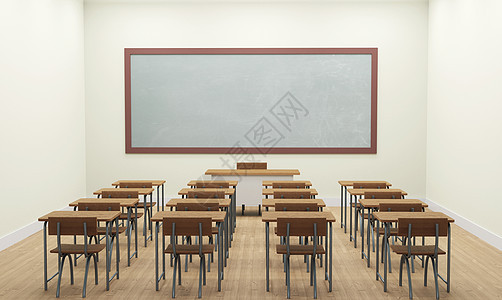 空荡荡的学校教室内部 3d 它制作图案大学木头座位桌子学习家具训练大厅老师地面图片