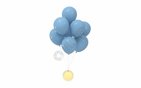 气球和金币 有白色背景 3D铸造图片