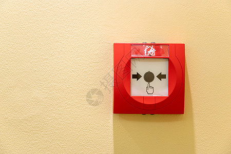 为警报和安全系统在墙上安装按按钮开关的火警报警箱图片