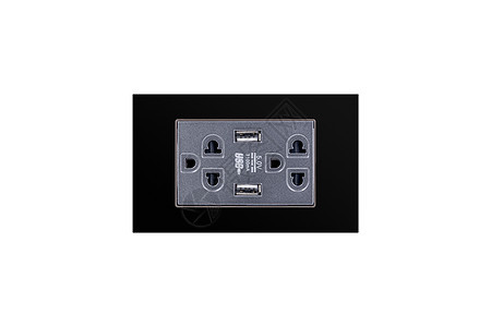 黑色墙壁插座用USB 5 0V DC输出套接字 用于白色背景上的充电器图片
