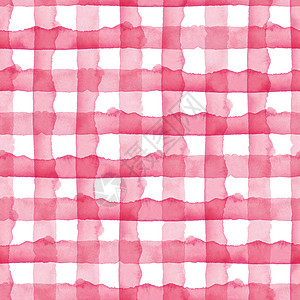 水彩检查几何无缝图案背景 粉红色少女色格子 带条纹的手绘简单设计墨水派对旅行潜水孩子们生日风格艺术白色装饰品图片