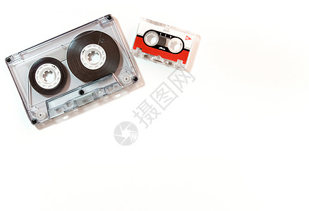 隔离的录音磁带不同大小尺寸音乐塑料袖珍记录数据案件图片