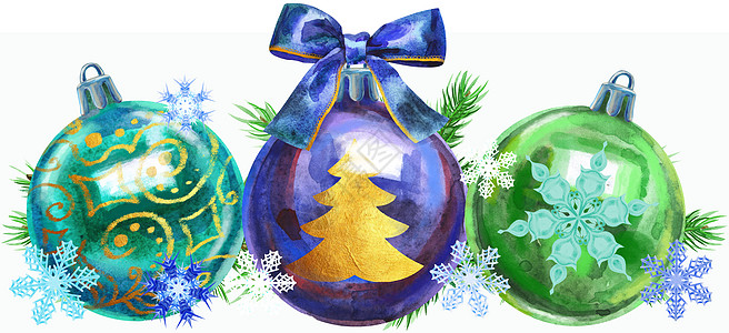 您的 creativit 的水彩圣诞树边框季节蓝色装饰玩具庆典节日玻璃风格帽子问候语图片